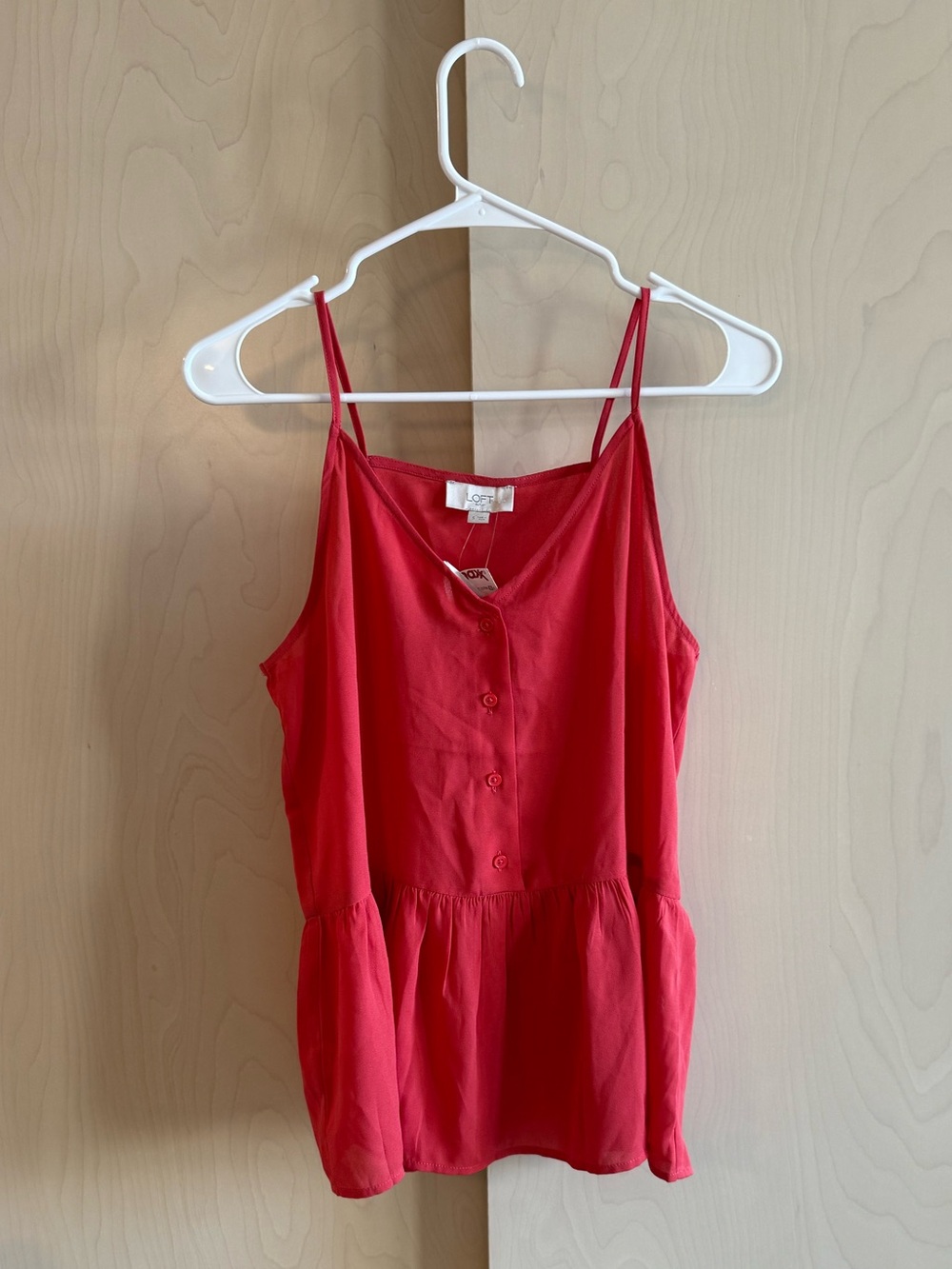 Red Button-Front Spaghetti Strap Tank Top